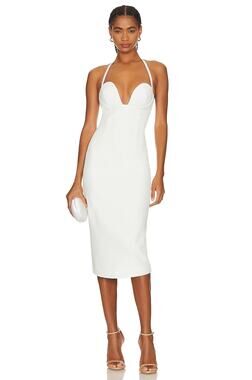 Retrofête Cheryl White Bridal Halter Bodycon Midi Dress NWT Women’s XL